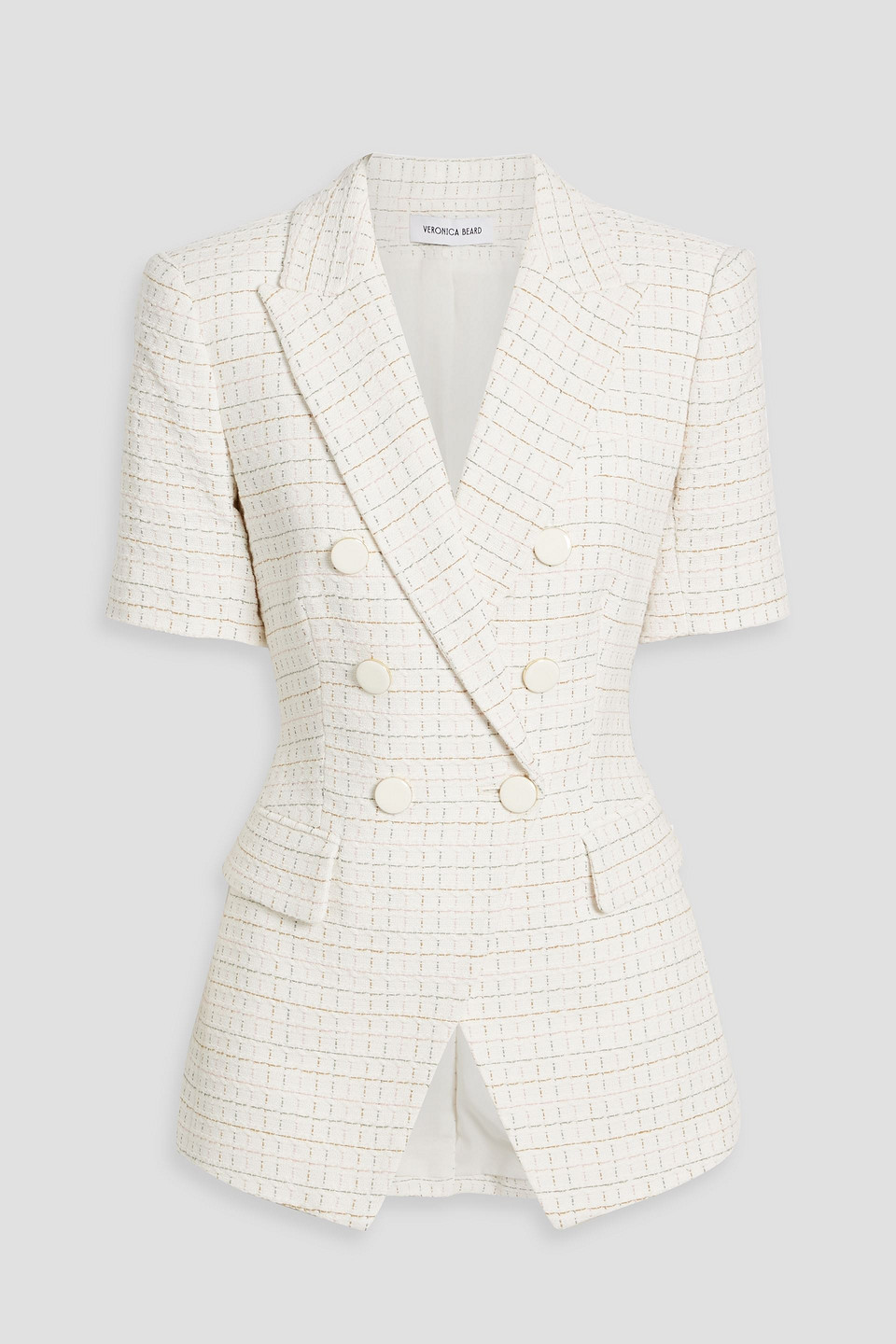 Veronica Beard Atwood Short Sleeve Cotton Dickey Jacket In Neutral
