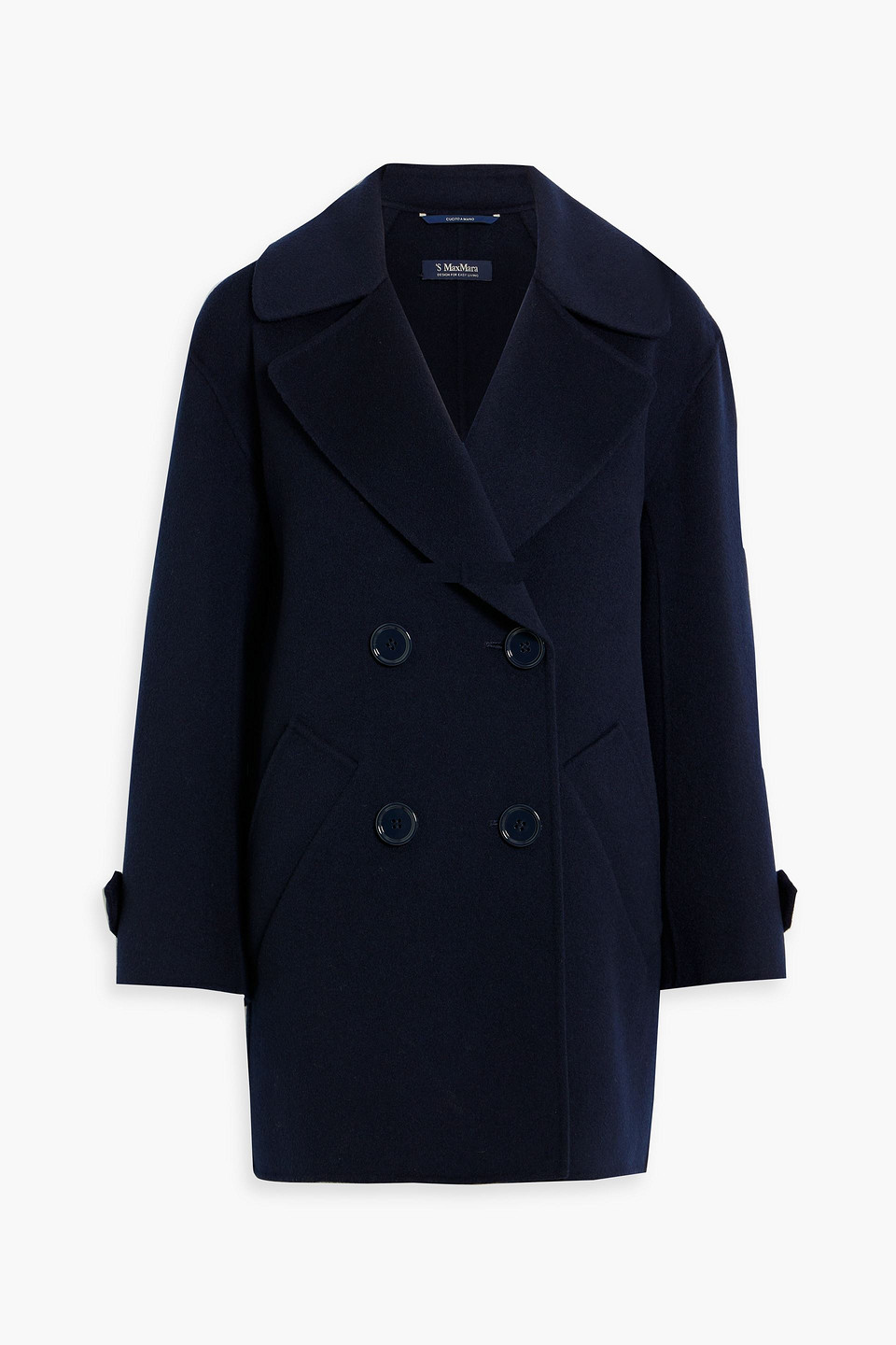 Max Mara Oceania Double-breasted Wool-felt Coat In Blue