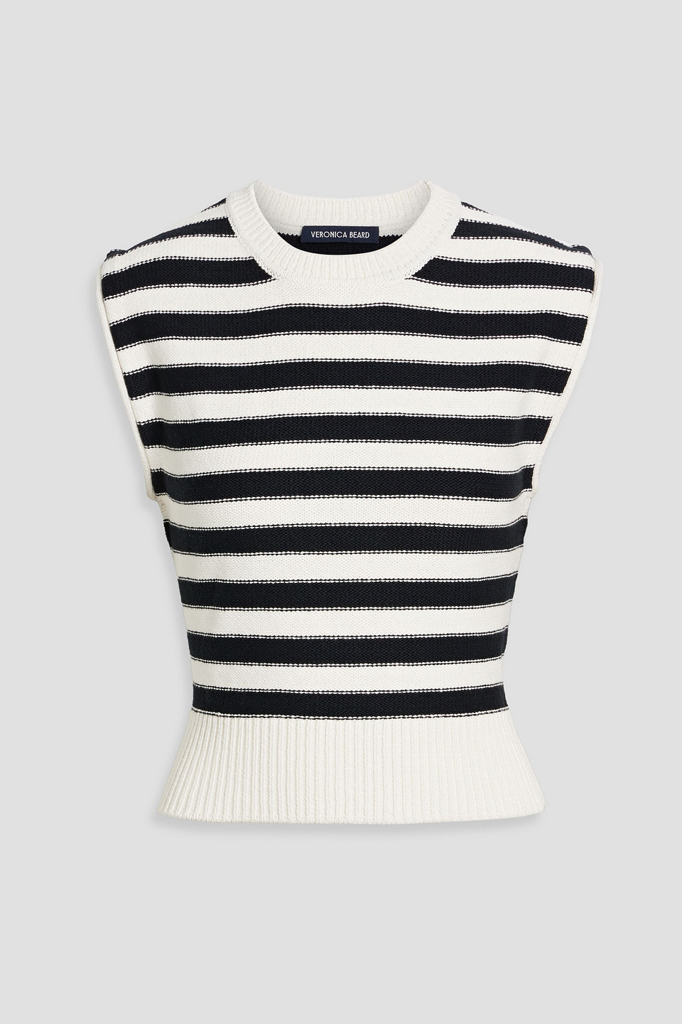 Veronica Beard Vera Striped Cotton Vest In Off-white