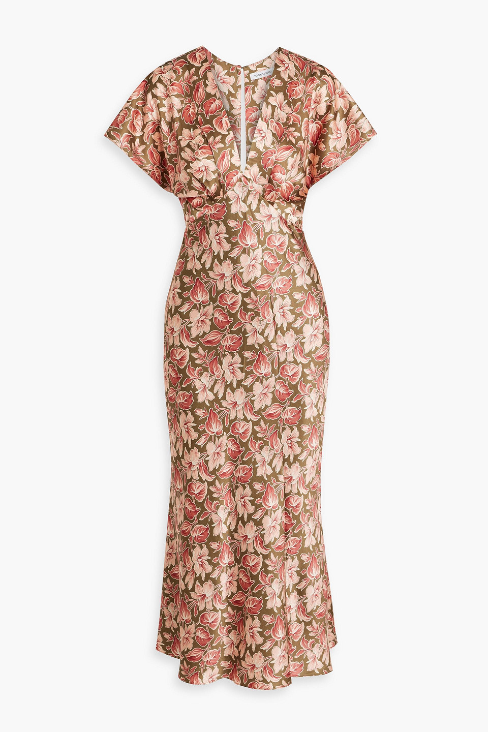 Veronica Beard Seymour Floral-print Silk-blend Satin Midi Dress In Antique Rose