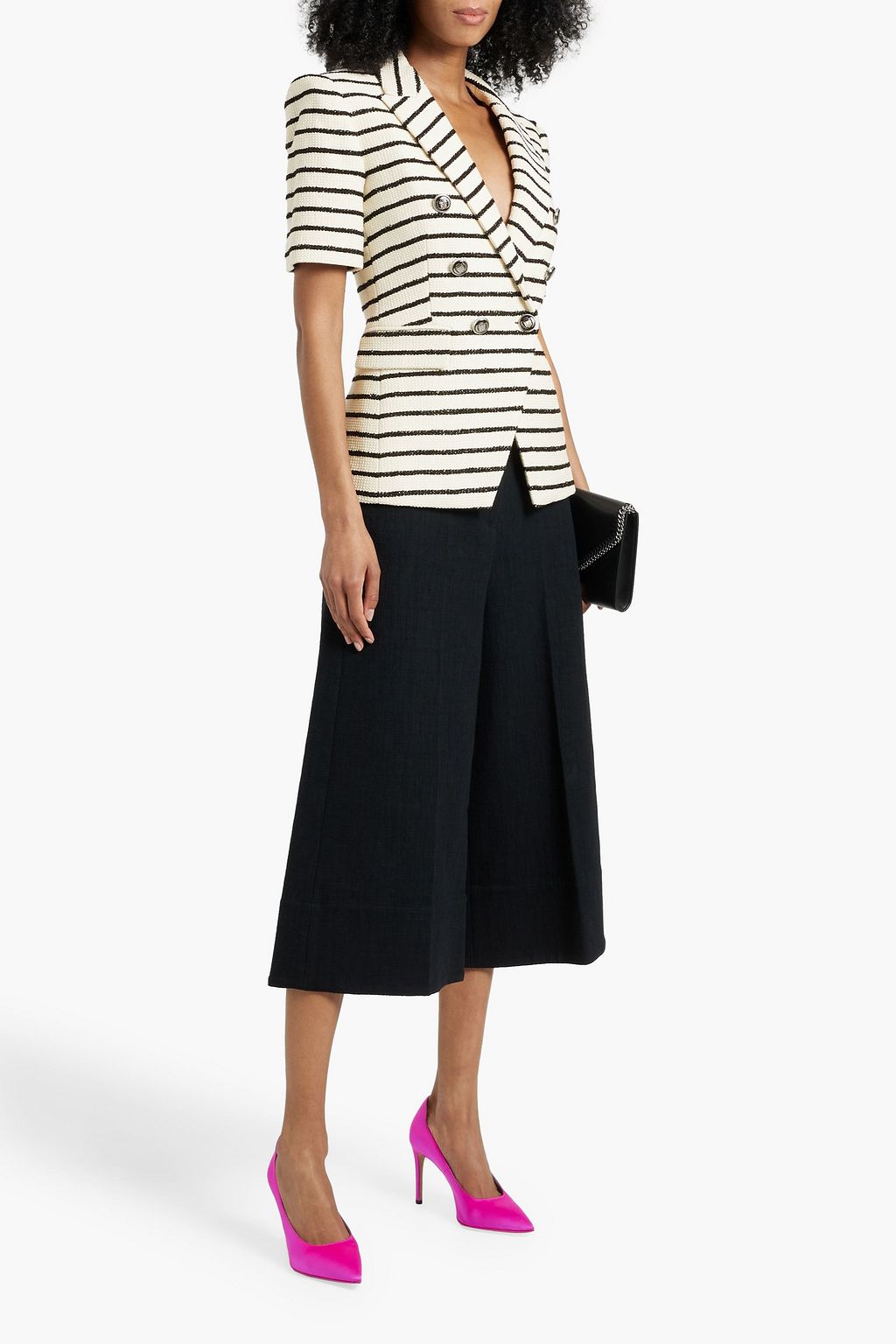 VERONICA BEARD Jenny Dickey double-breasted striped cotton-blend tweed jacket