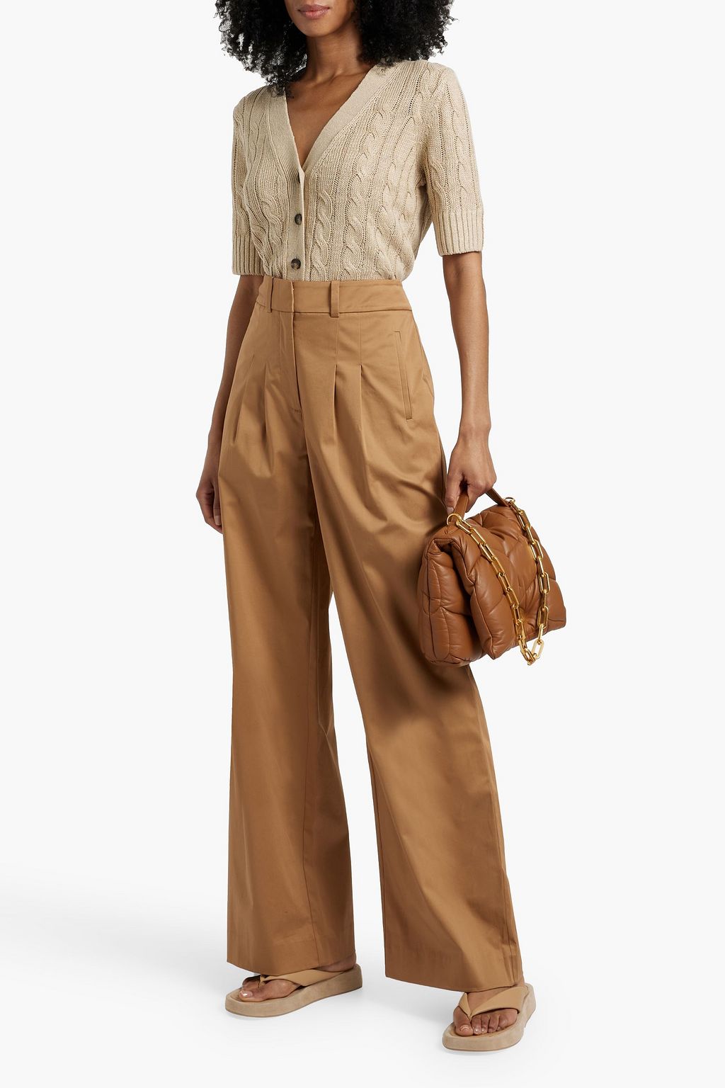 VERONICA BEARD Julietta cable-knit linen-blend cardigan
