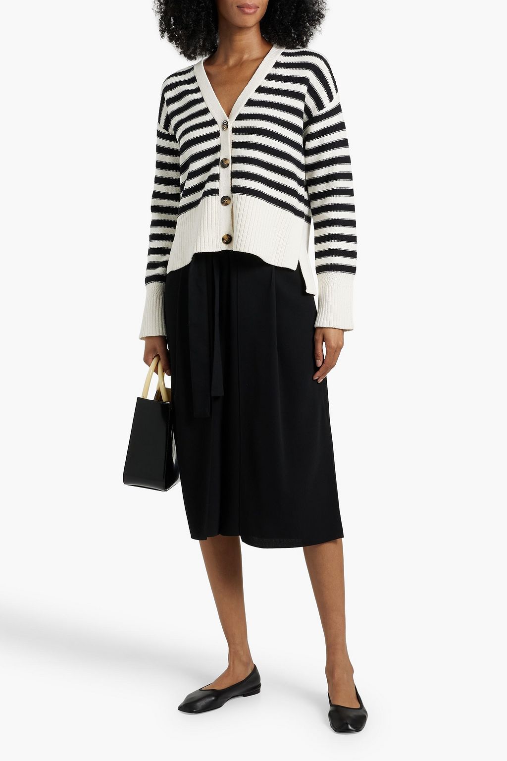VERONICA BEARD Saylor striped cotton cardigan