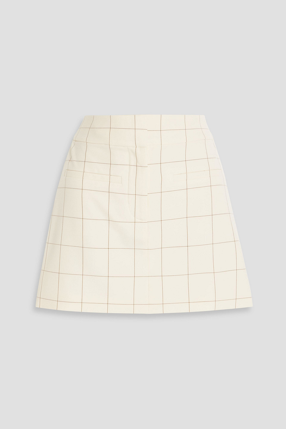 Veronica Beard Elara Checked Crepe Mini Skirt In White