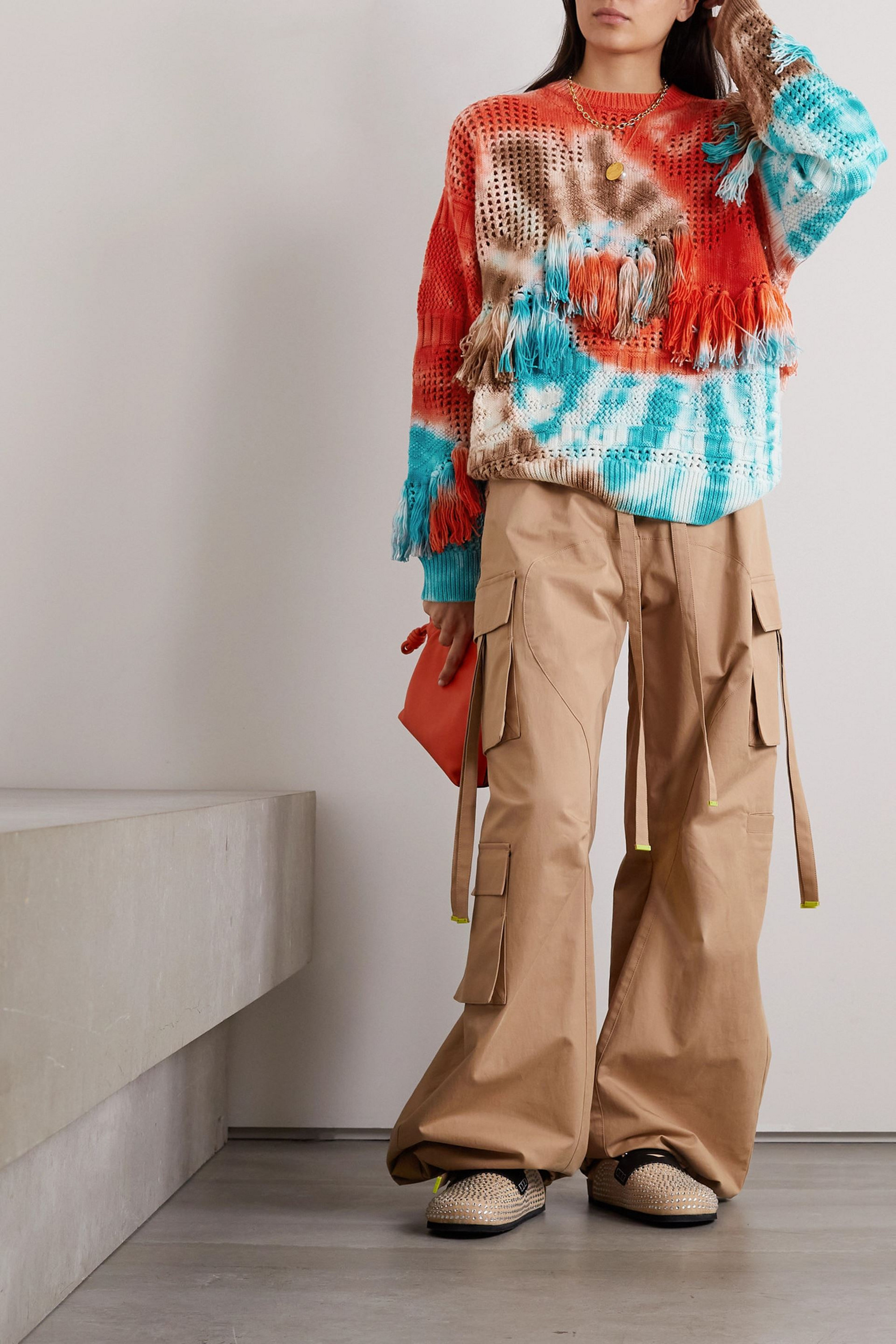 Alanui California Dreaming Net tasseled tie-dyed wool sweater
