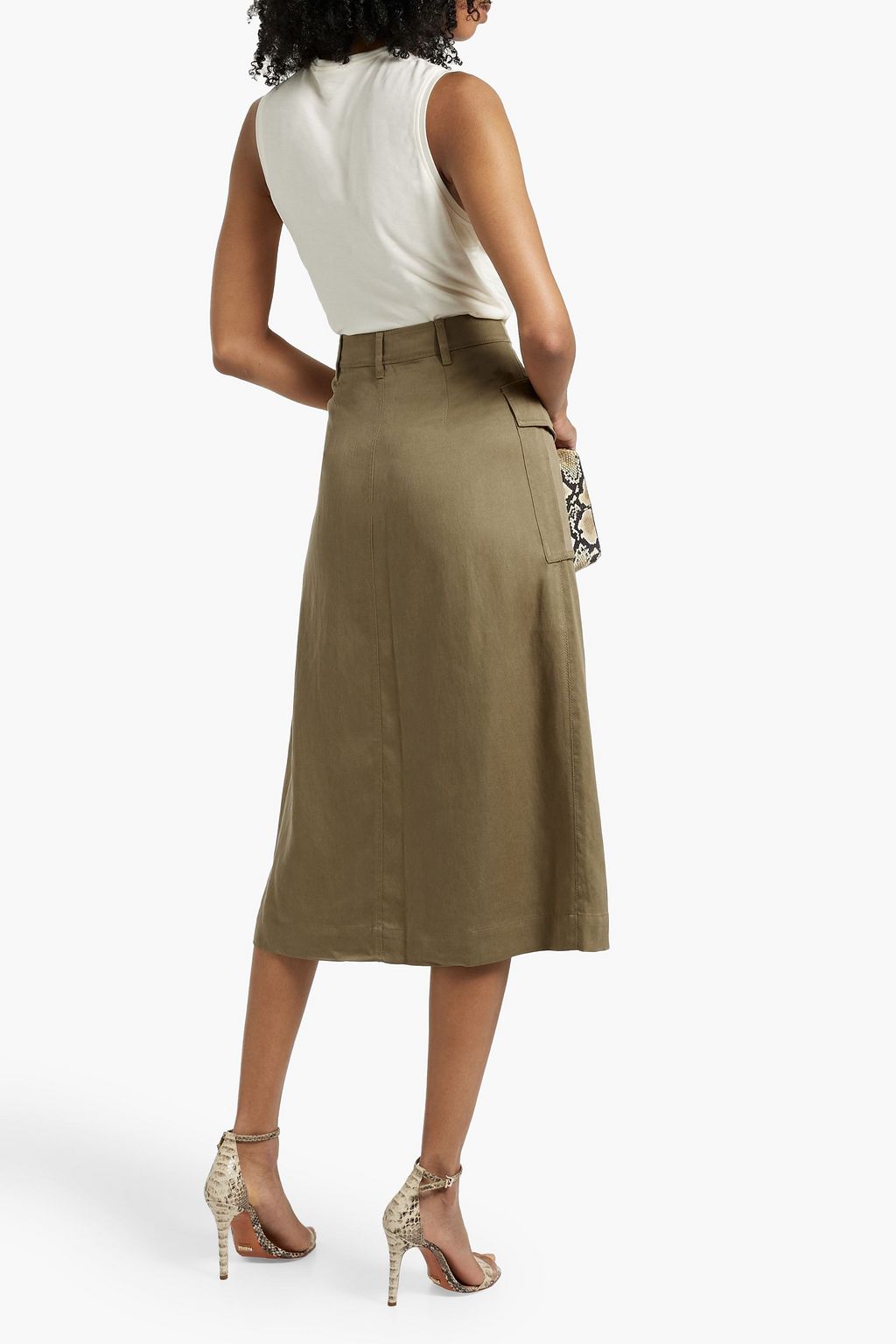 ULLA JOHNSON Veria Lyocell-blend twill midi skirt