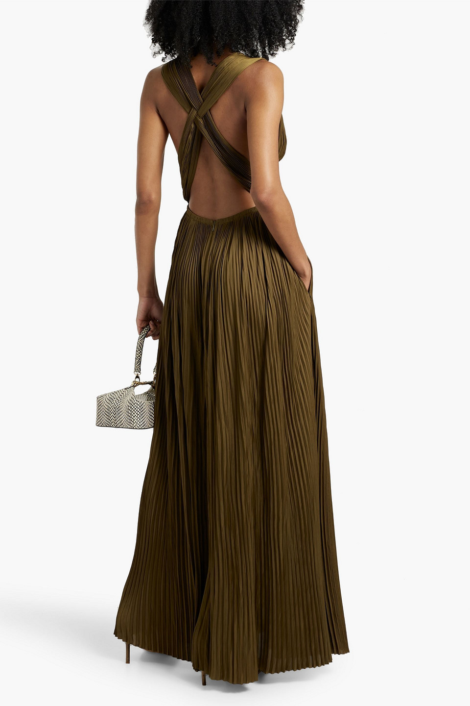 Ulla Johnson Veda Pleated Satin Maxi Dress