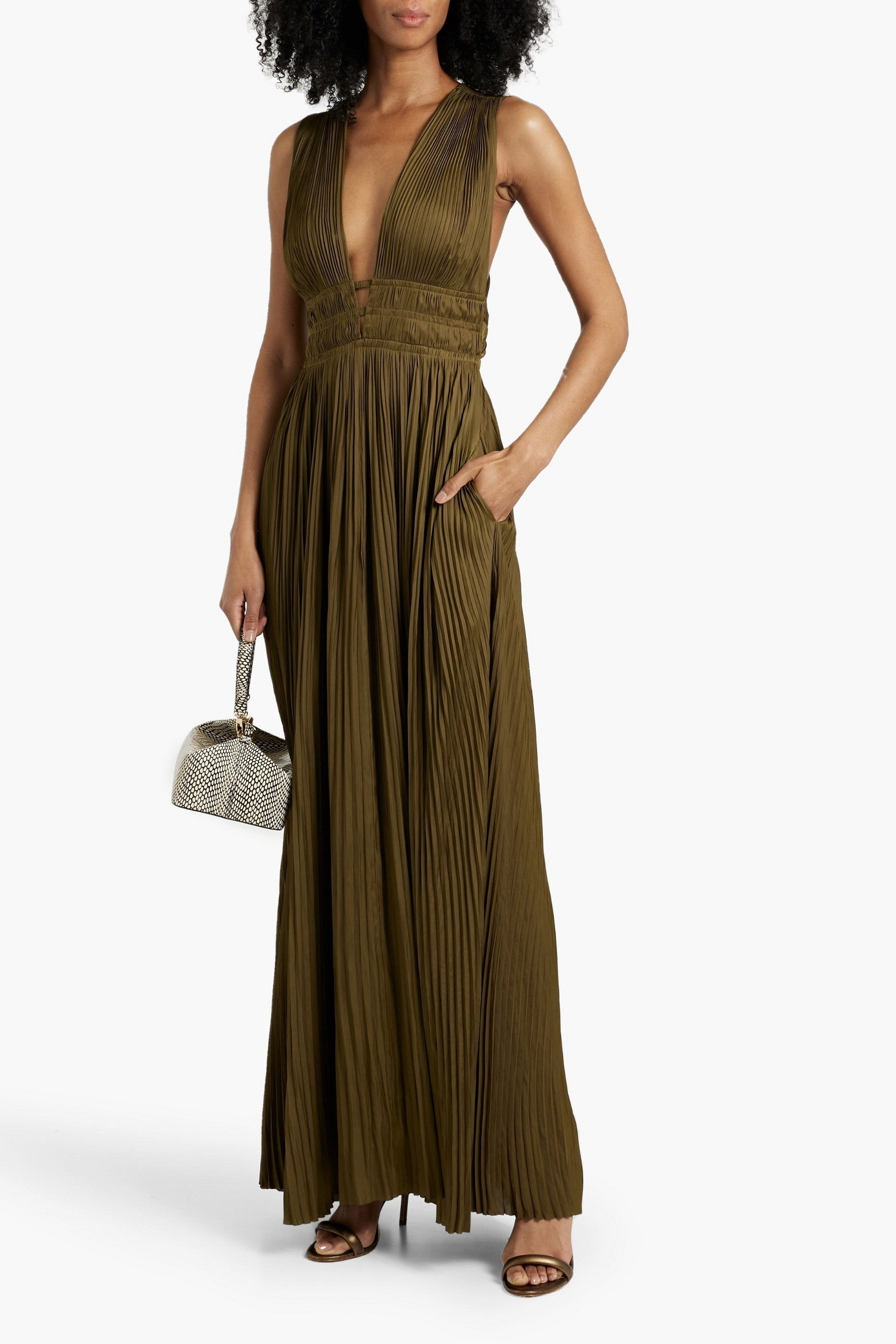 Ulla Johnson Veda pleated satin maxi dress