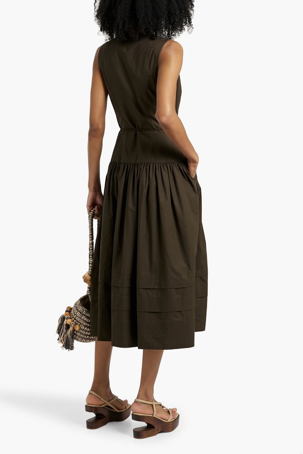 ULLA JOHNSON Kiran tiered cotton-poplin midi dress