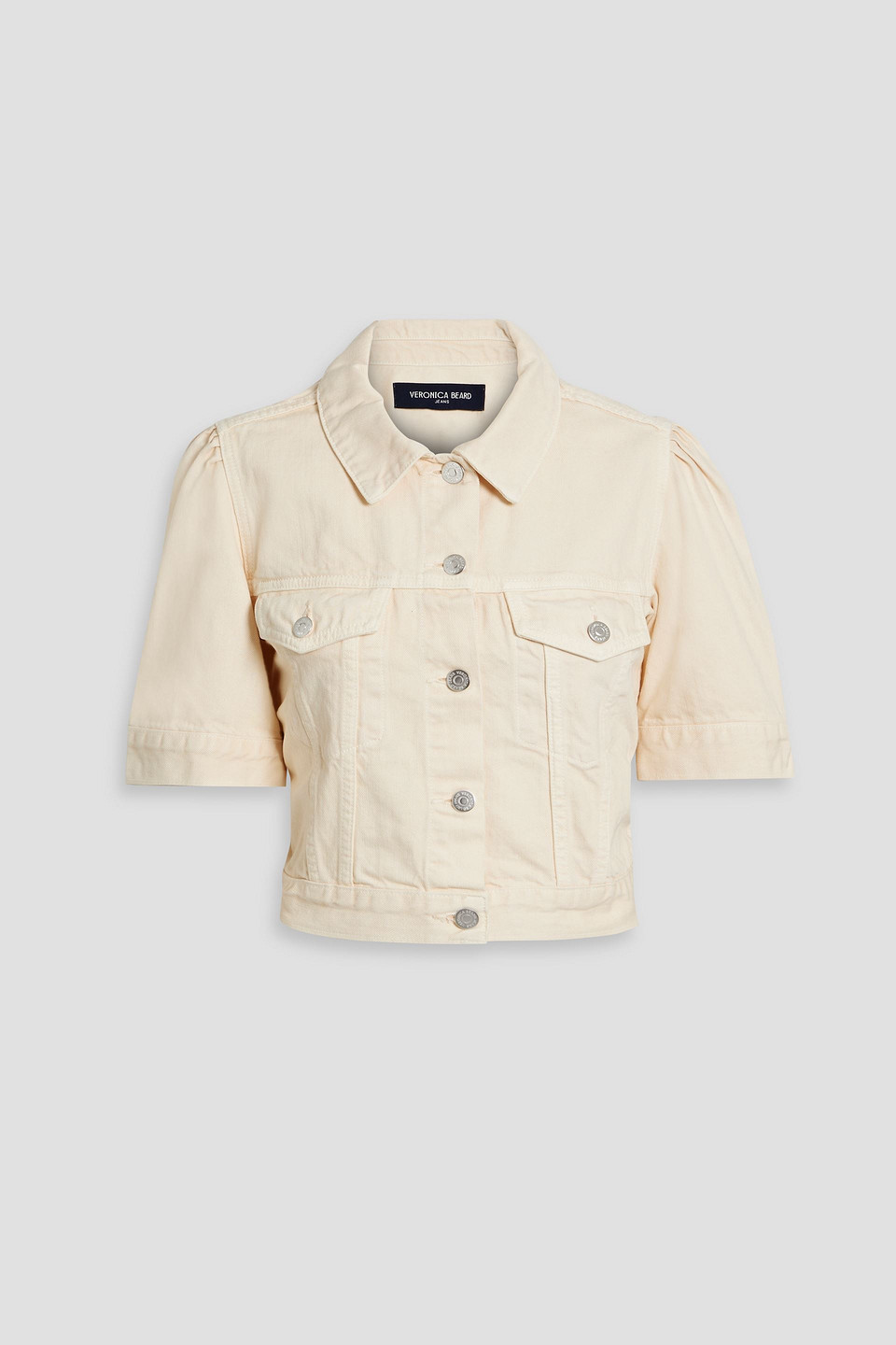 Veronica Beard Raina Cropped Denim Jacket In Cream