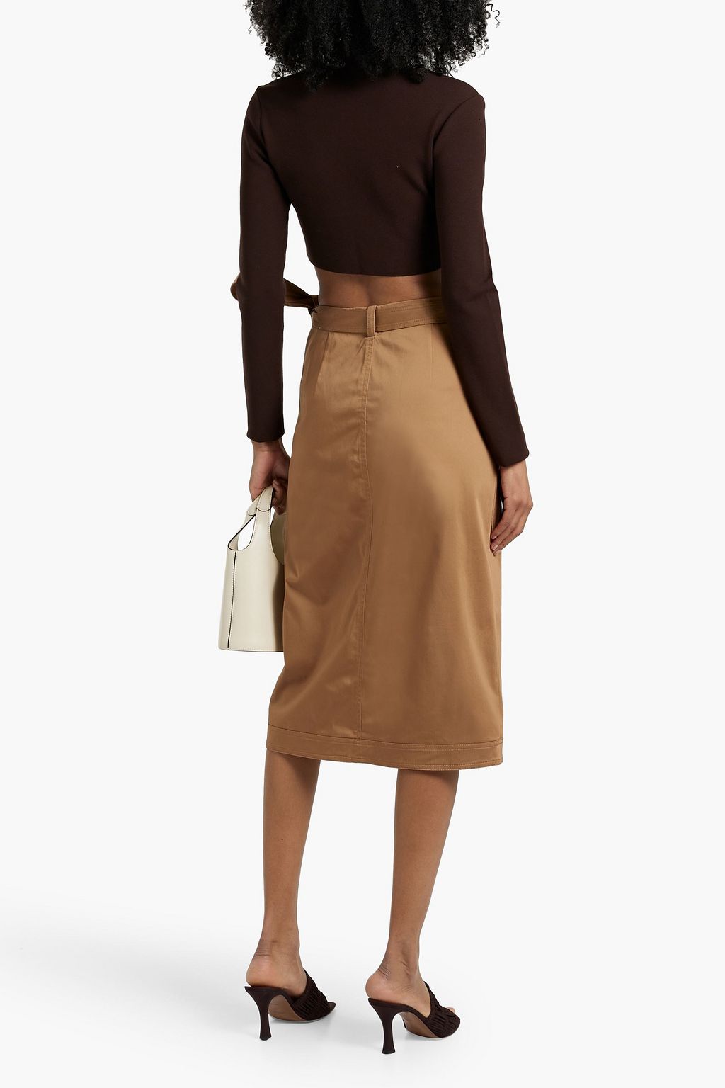 VERONICA BEARD Madeline wrap-effect cotton-blend midi skirt