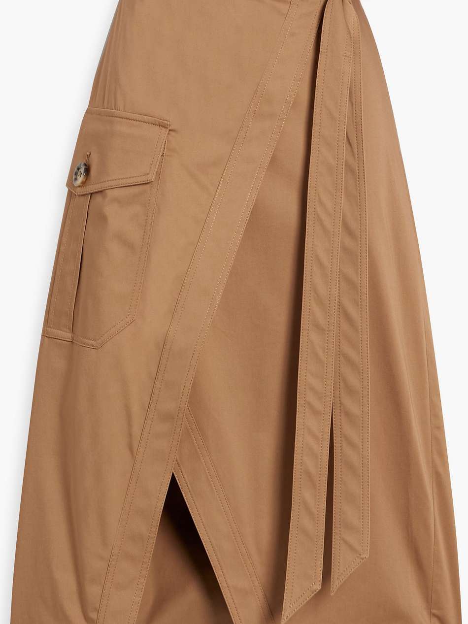 madeline wrap-effect cotton-blend midi skirt