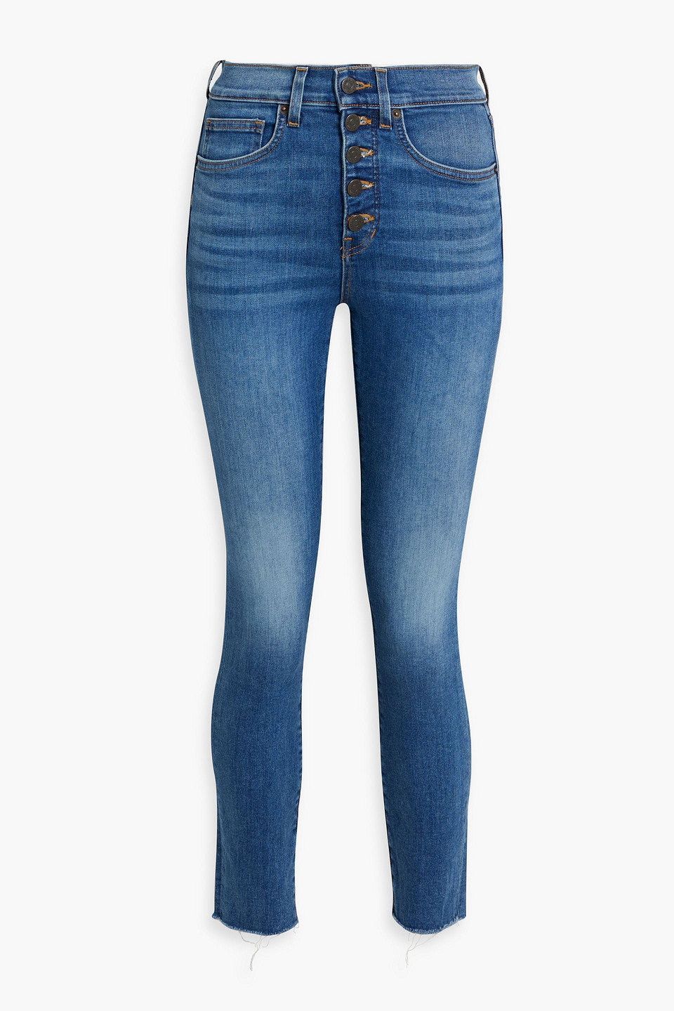 Veronica Beard Debbie Cropped High-rise Skinny Jeans In Mid Denim