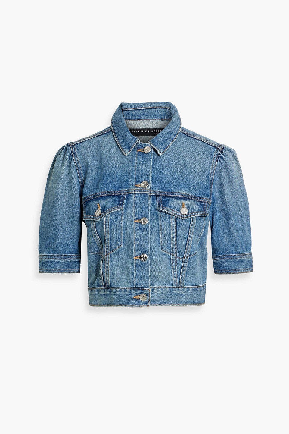 Veronica Beard Raina Cropped Denim Jacket In Mid Denim