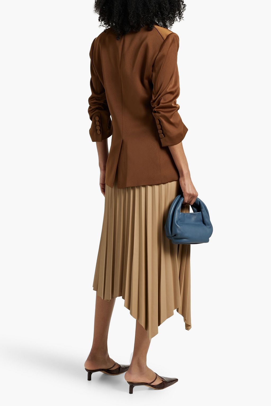 VERONICA BEARD Tomi Dickey double-breasted ruched satin-crepe blazer