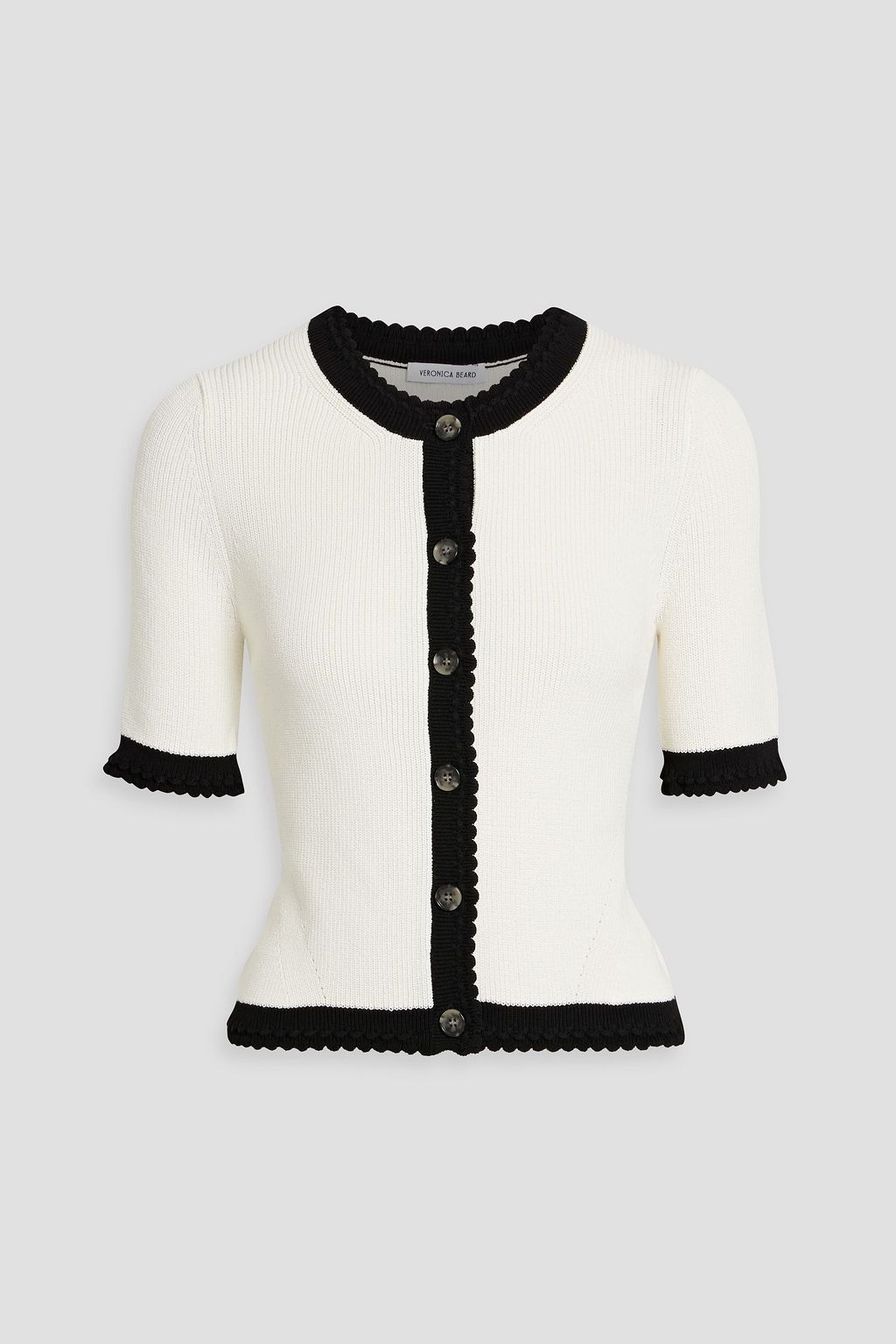VERONICA BEARD Neroli scalloped ribbed cotton cardigan | THE VERONICA BEARD Neroli scalloped ribbed cotton cardigan | THE
