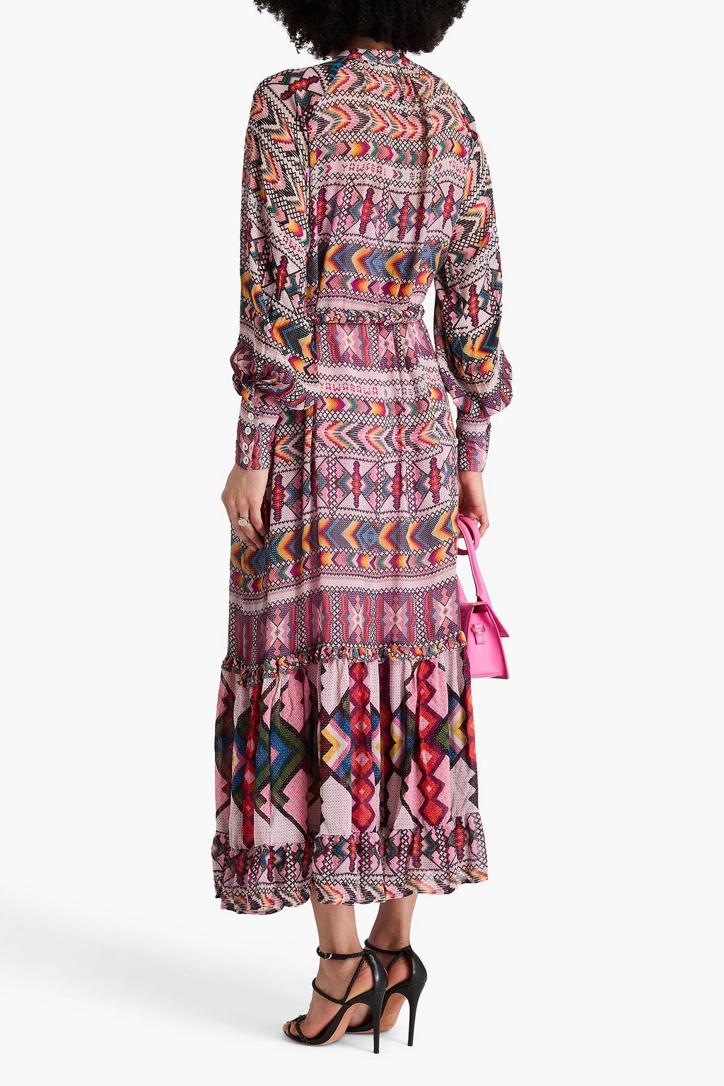 FARM RIO Bedrucktes Midikleid aus Georgette mit Zierperlen