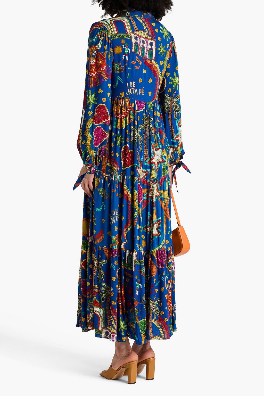 FARM RIO Gathered printed crepe maxi dress