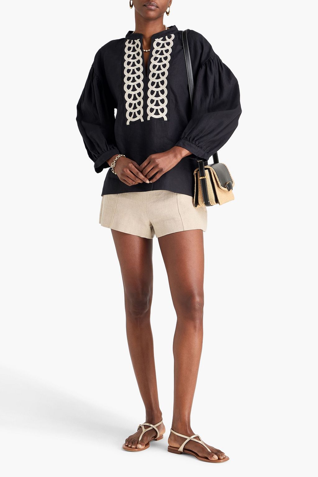 BY MALENE BIRGER بلوزة كادموس من الكتّان بتصميم مطرّز