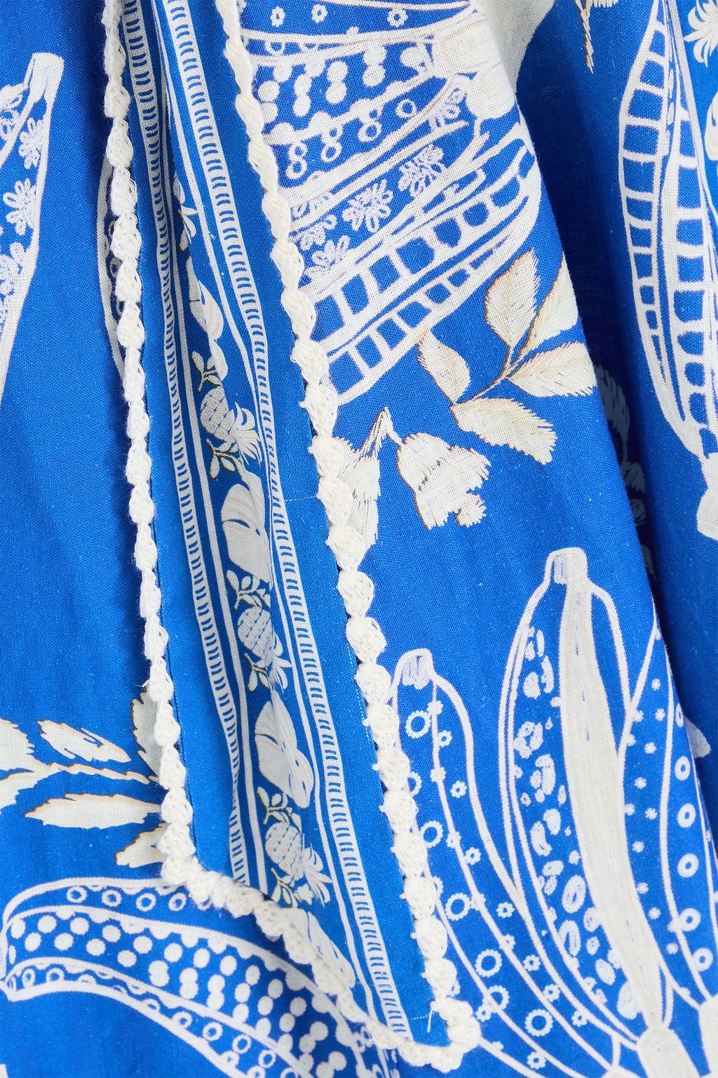 FARM RIO Cutout printed linen-blend midi dress