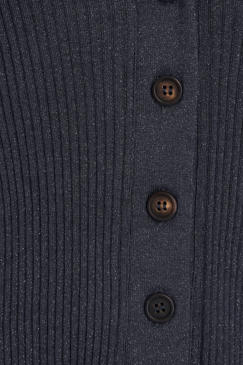 BRUNELLO CUCINELLI Ribbed metallic cashmere-blend cardigan