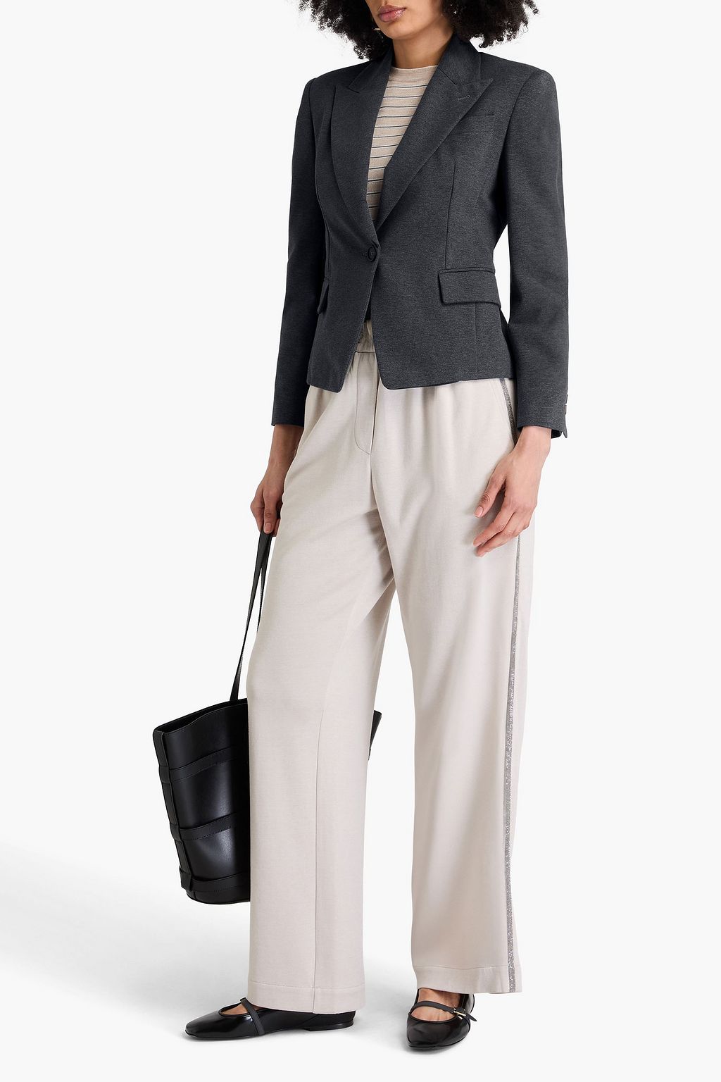 BRUNELLO CUCINELLI Blazer aus Jersey aus einer Baumwollmischung mit Zierperlen