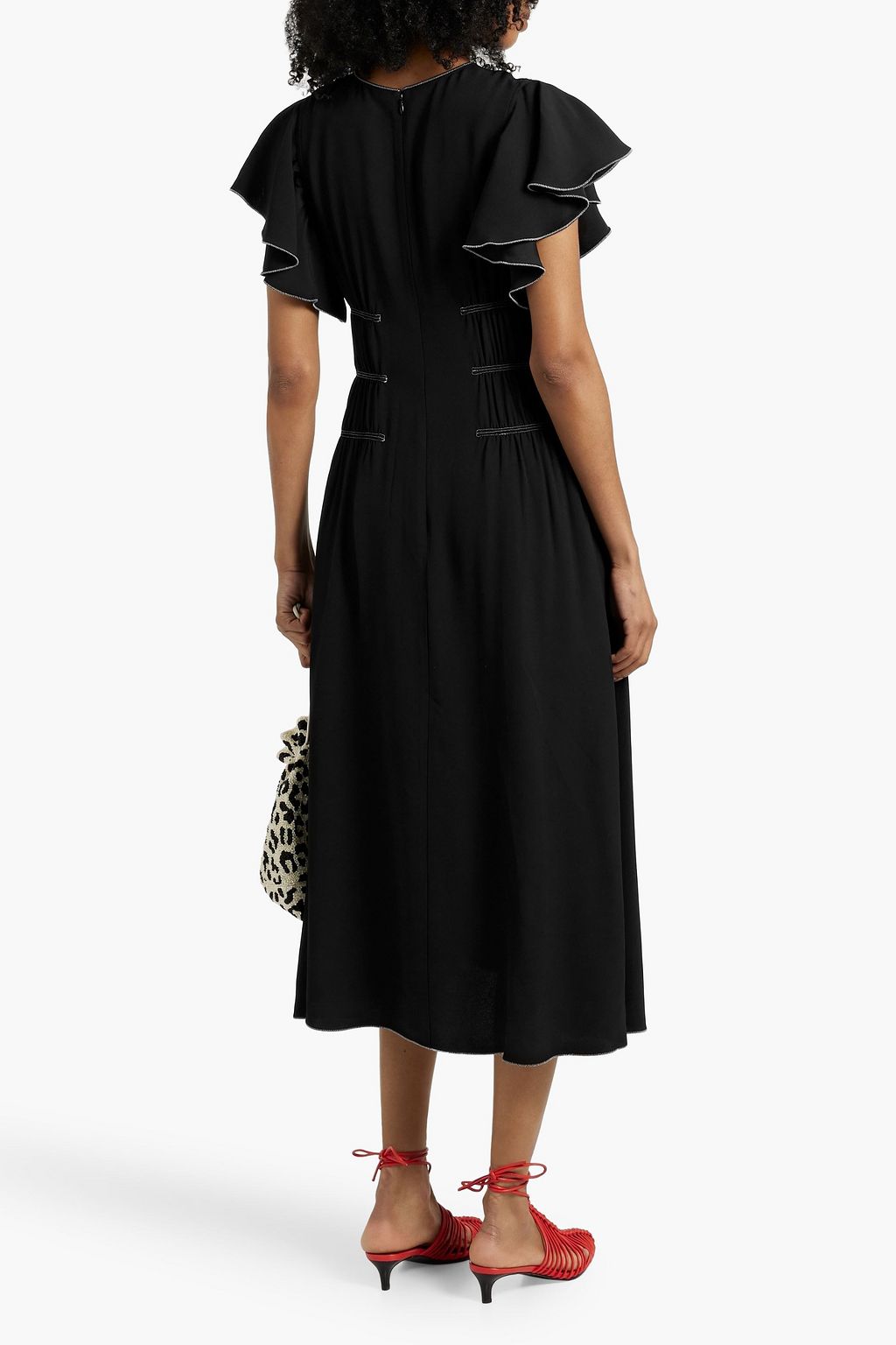 ULLA JOHNSON Anais ruffled printed crepe midi dress