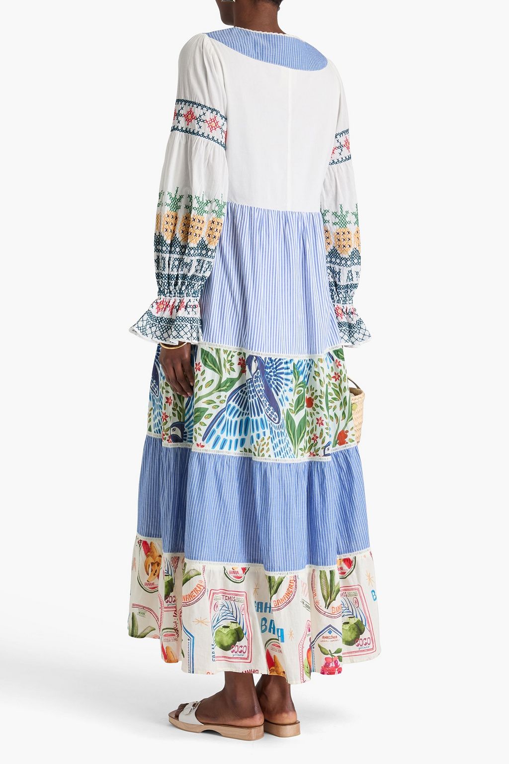 FARM RIO Embellished printed cotton-mousseline maxi dress