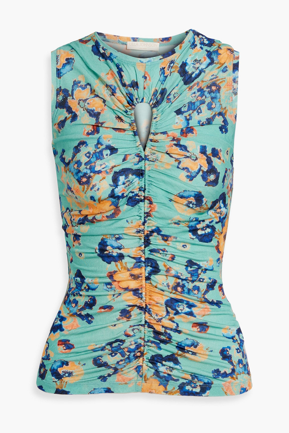 Ulla Johnson Gabi Ruched Floral-print Lyocell-jersey Top