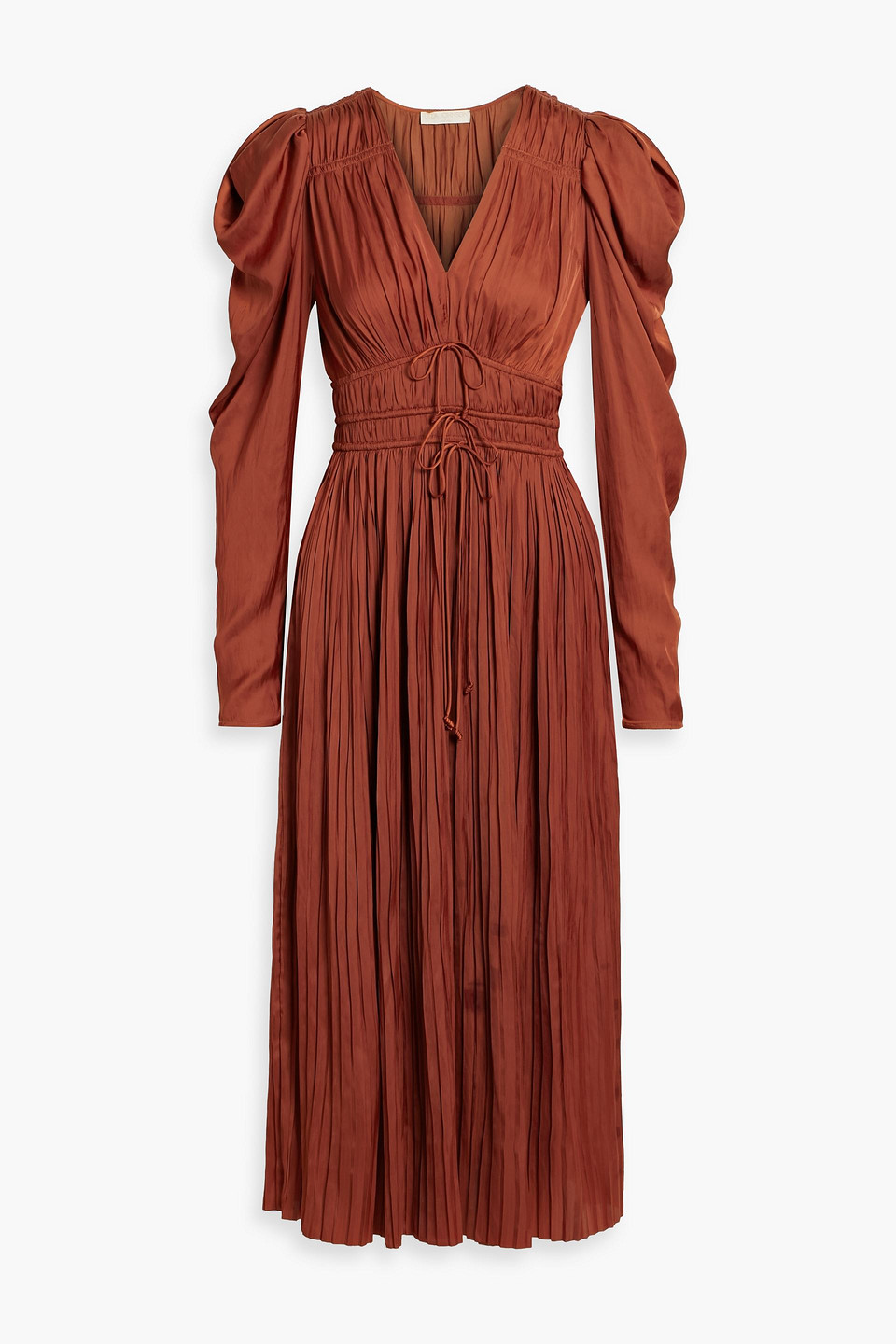 Ulla Johnson Lelou Pleated Satin Midi Dress