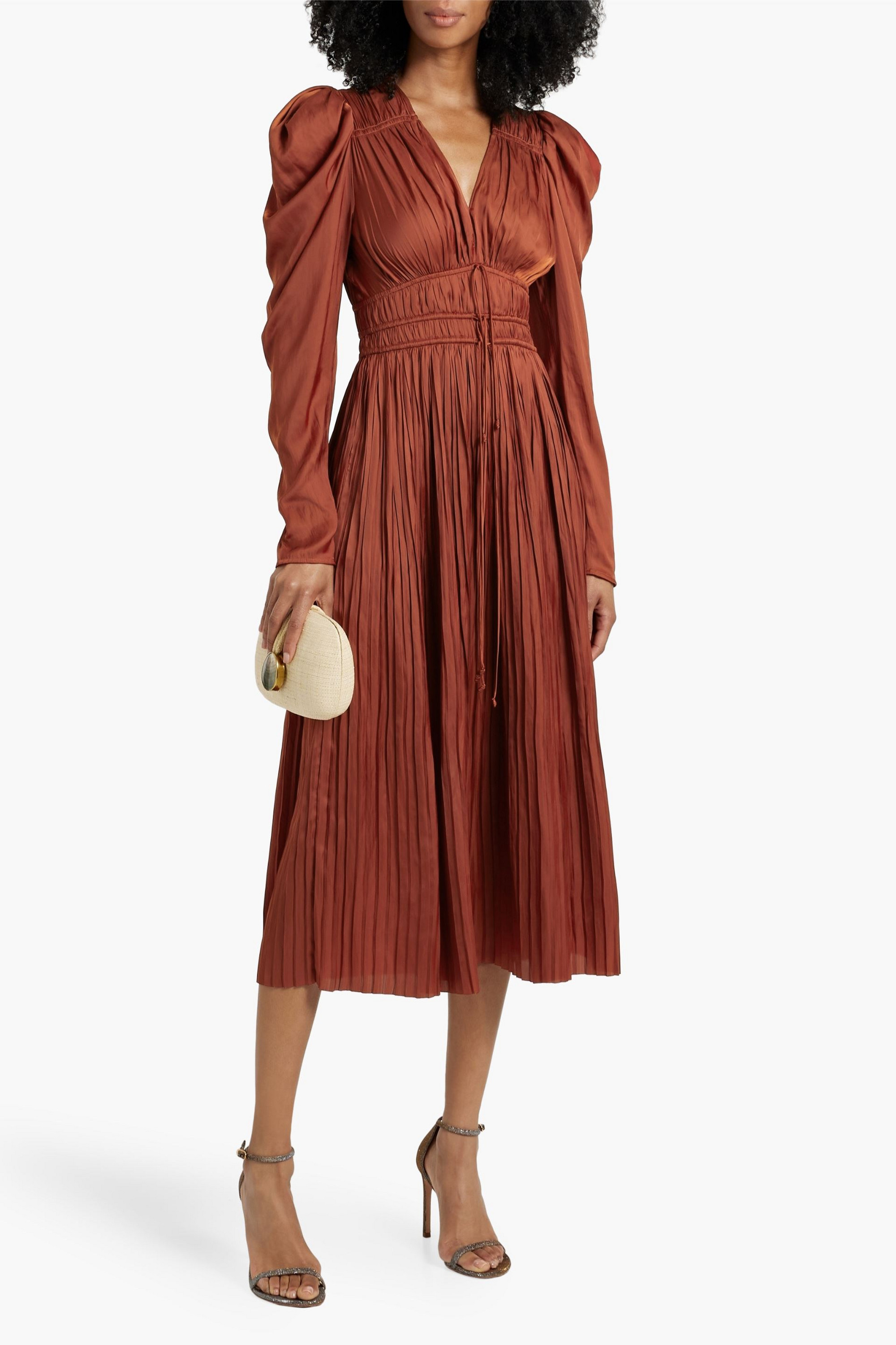 Ulla Johnson Lelou pleated satin midi dress