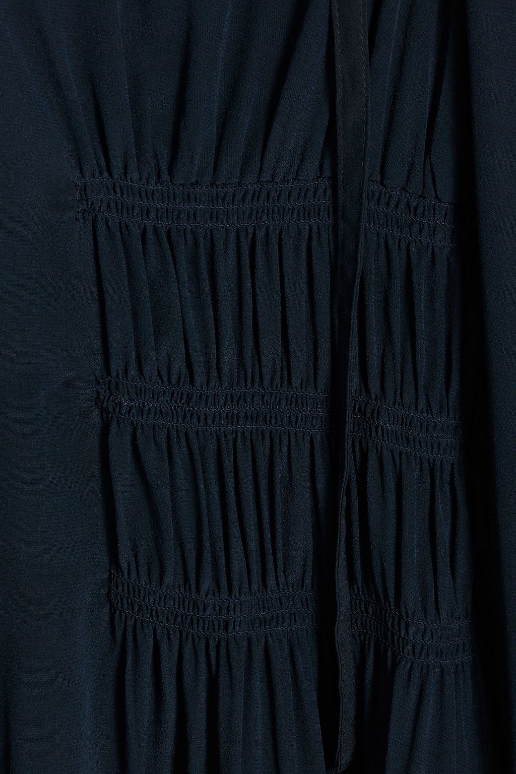 ULLA JOHNSON Rouen shirred silk crepe de chine midi dress