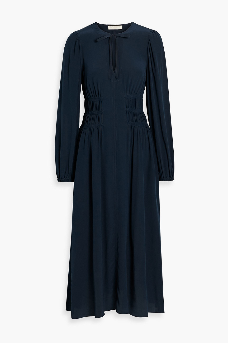 Ulla Johnson Rouen Shirred Silk Crepe De Chine Midi Dress In Blue