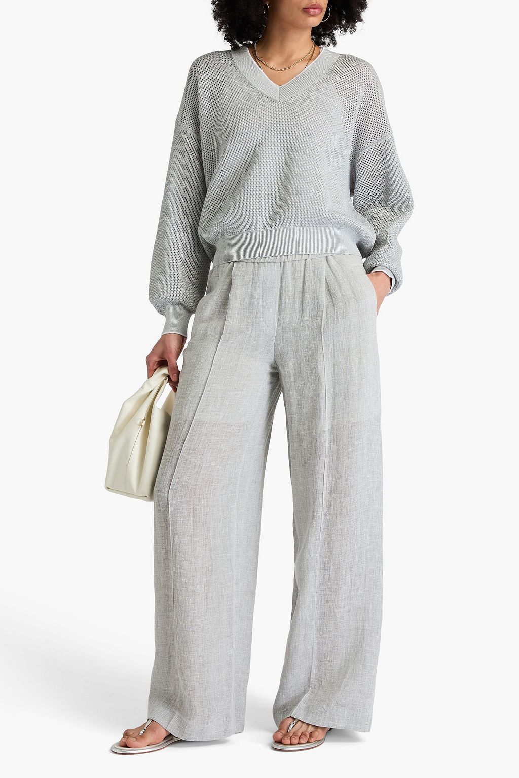 BRUNELLO CUCINELLI Pullover aus einer Baumwollmischung in Lochstrick