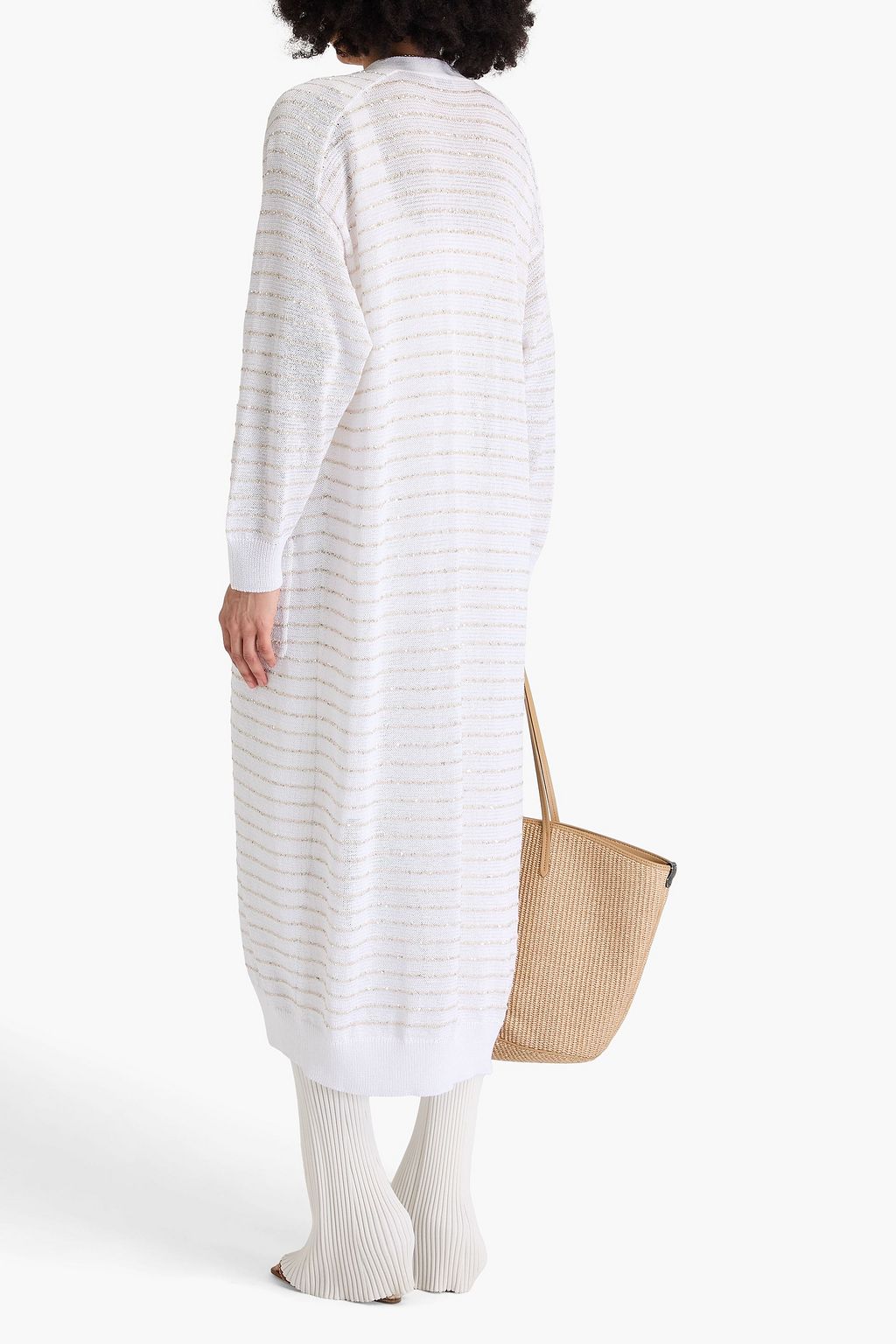 BRUNELLO CUCINELLI コットン カーディガン ストライプ スパンコール付き