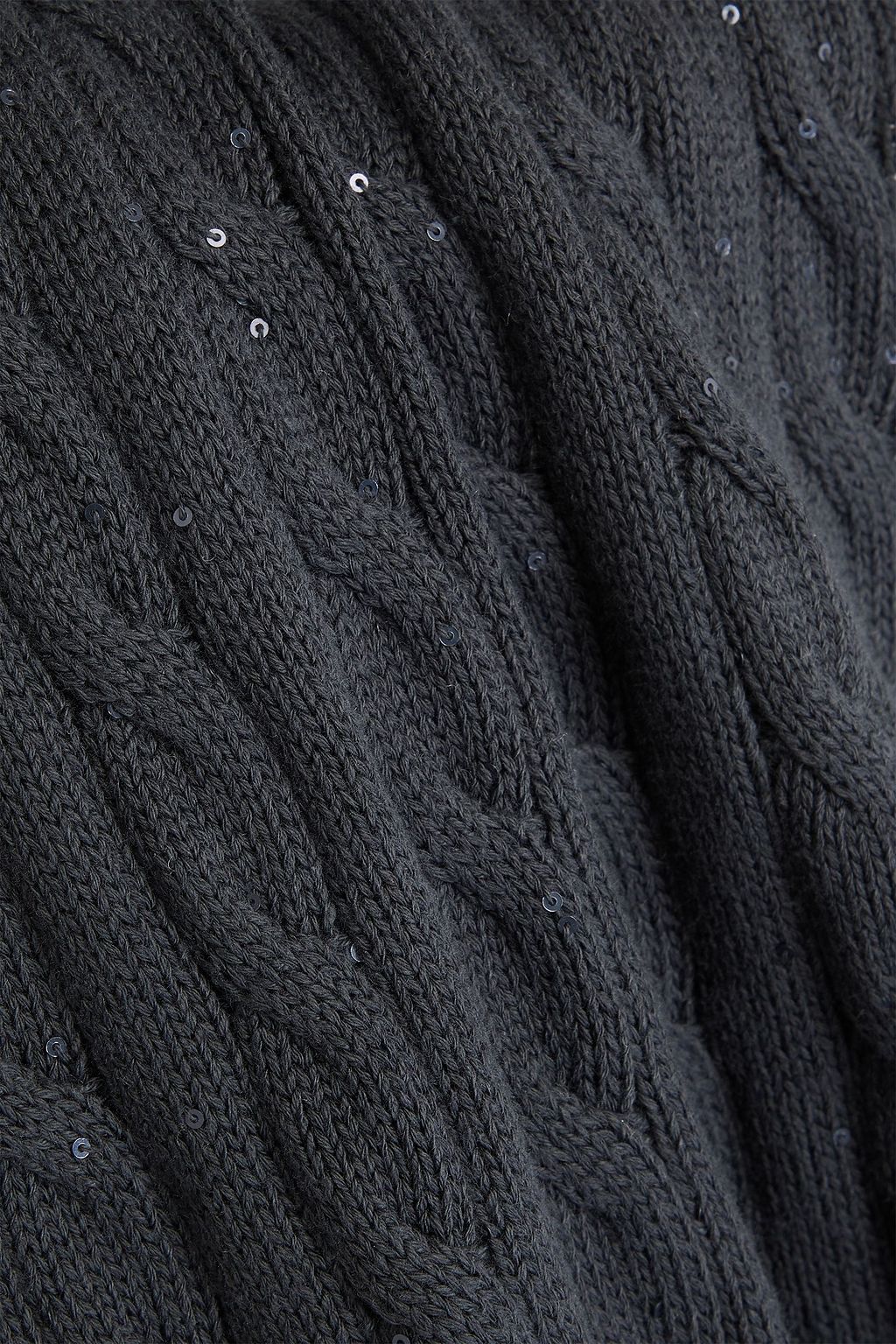 BRUNELLO CUCINELLI Midirock aus einer Baumwollmischung mit Zopfstrickmuster und Pailletten