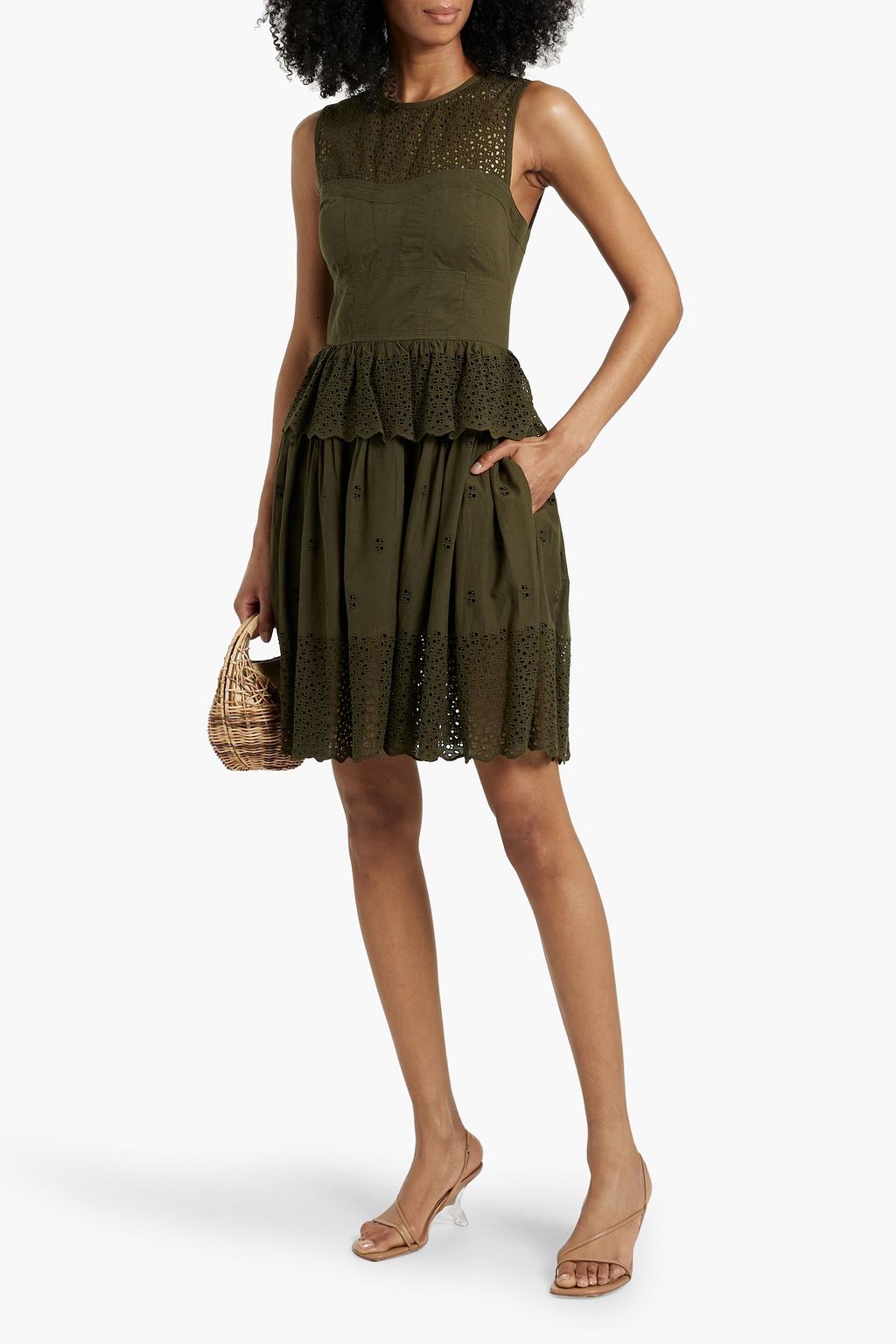 ULLA JOHNSON Jessa tiered broderie anglaise cotton mini dress