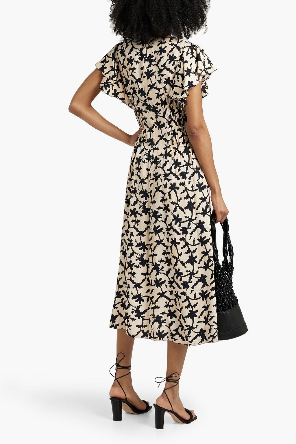 ULLA JOHNSON Anais ruffled printed crepe midi dress