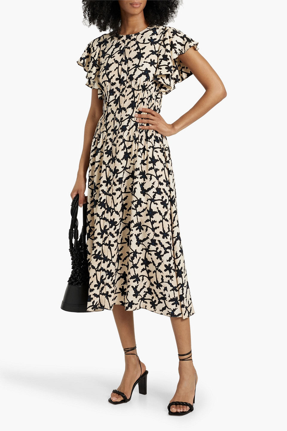 Shop Ulla Johnson Anais Ruffled Printed Crepe Midi Dress