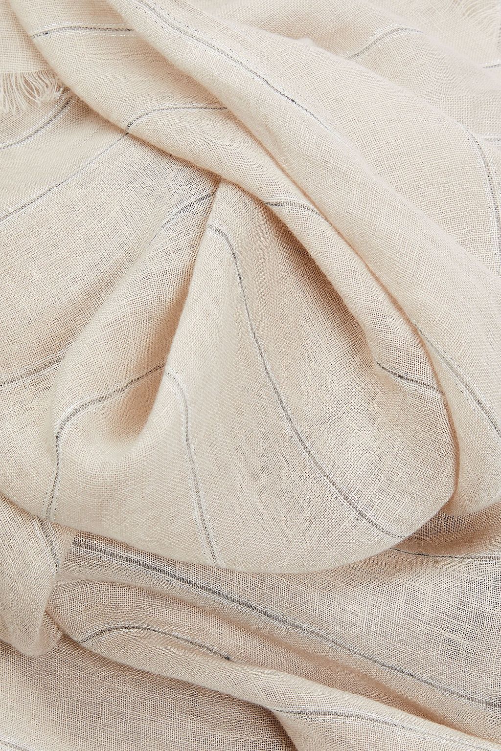 BRUNELLO CUCINELLI وشاح من مزيج الكتان بتصميم مخطط وبلون ميتاليك