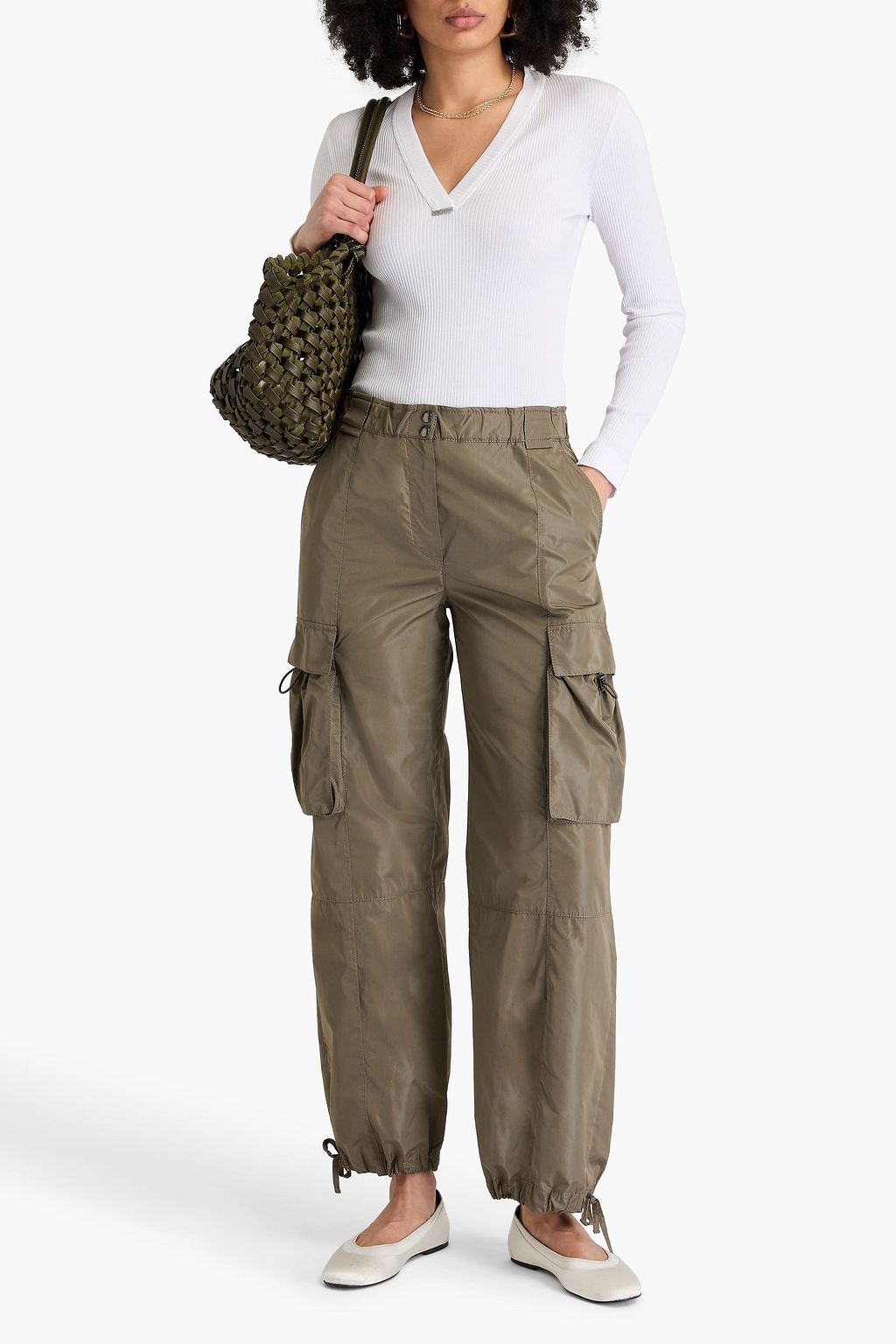 BRUNELLO CUCINELLI Bead-embellished ribbed cotton sweater