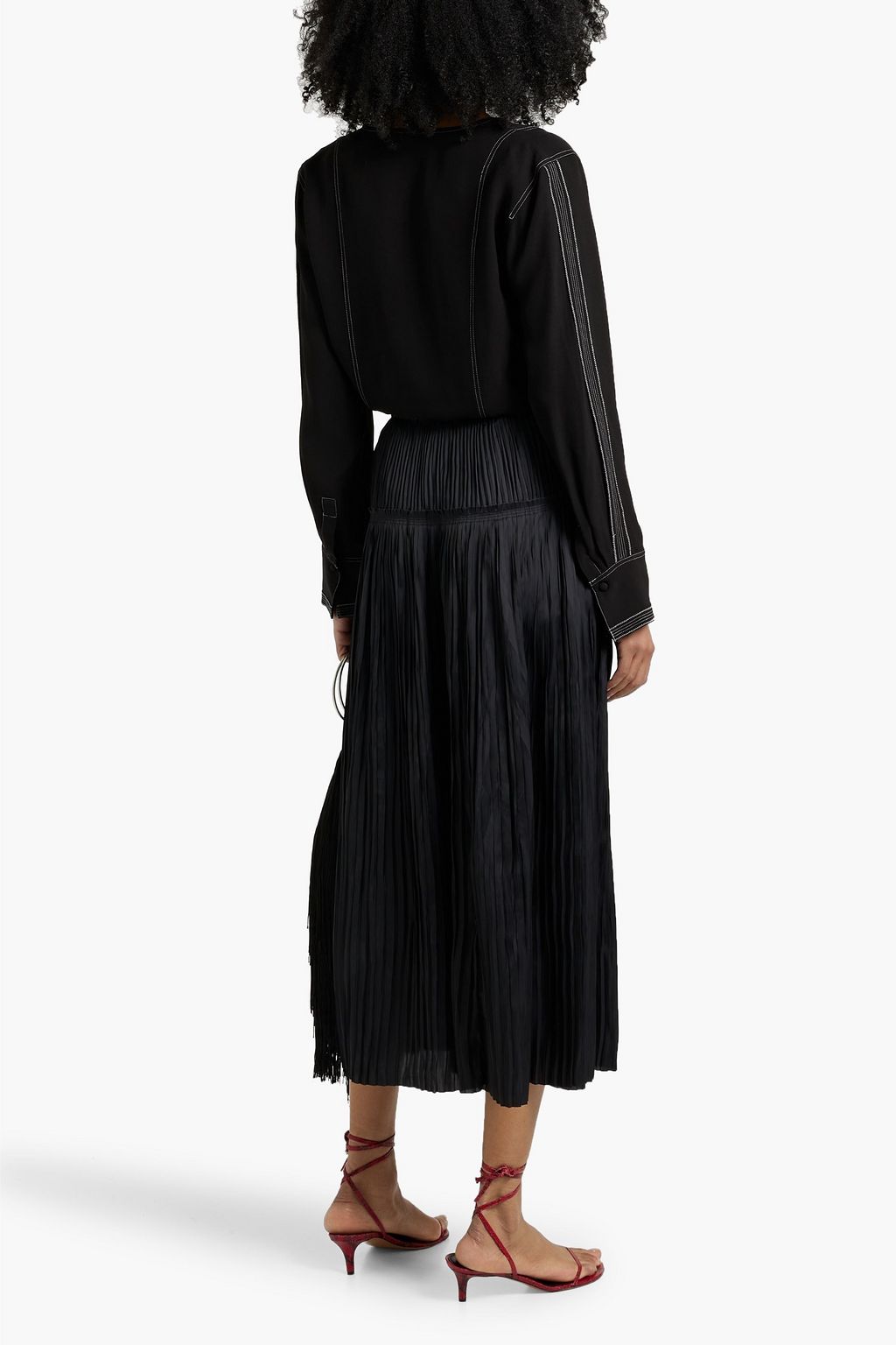 ULLA JOHNSON Malia pleated satin midi skirt