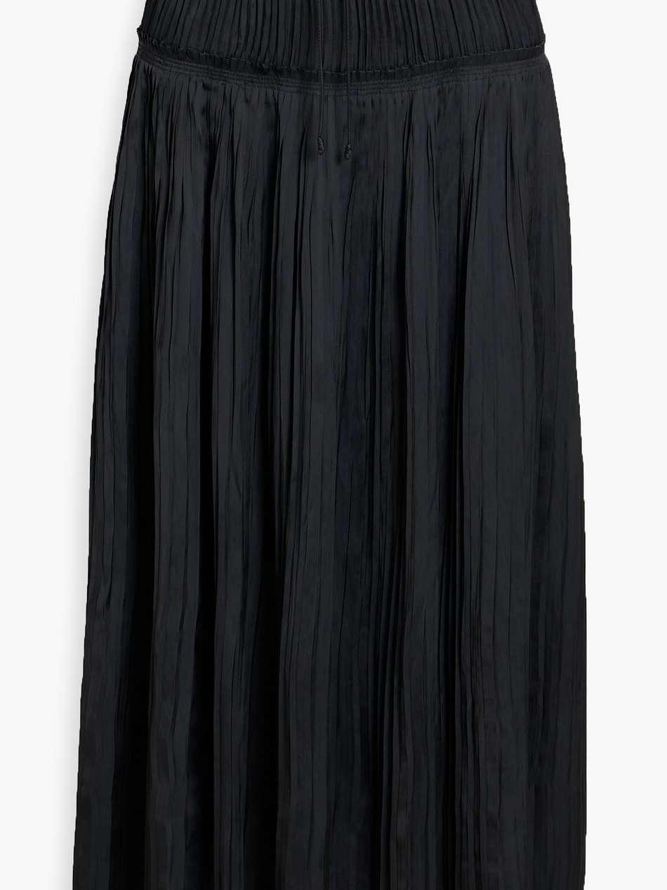 malia pleated satin midi skirt