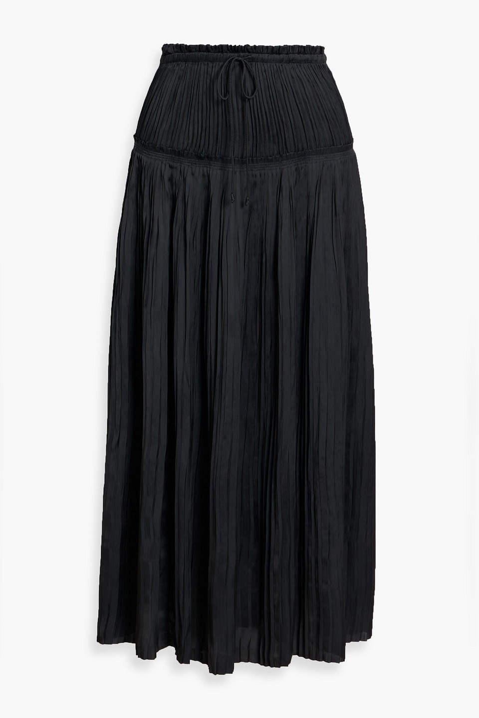 Ulla Johnson Malia Pleated Satin Midi Skirt