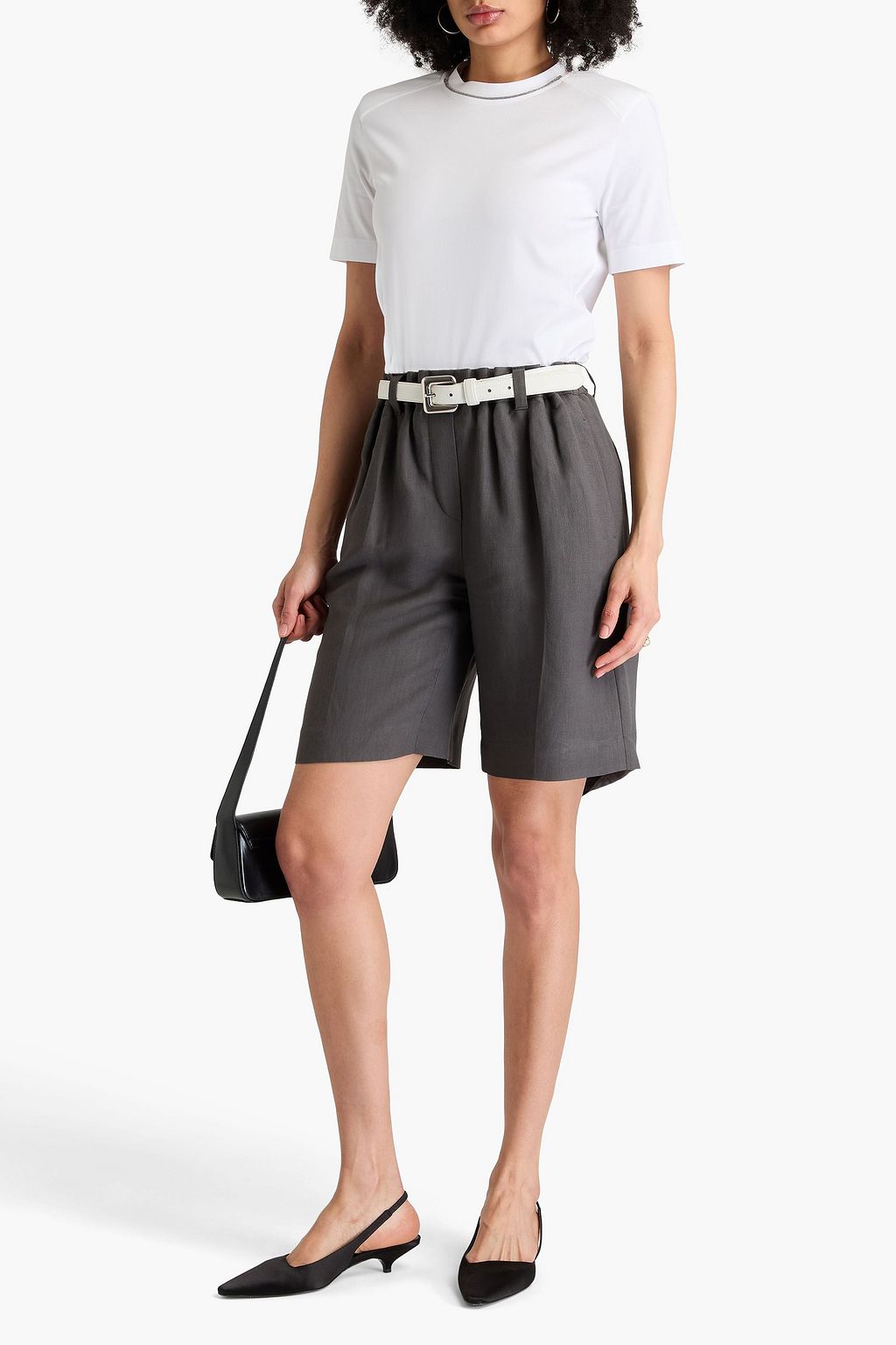 BRUNELLO CUCINELLI コットンジャージー Tシャツ ビーズ付き