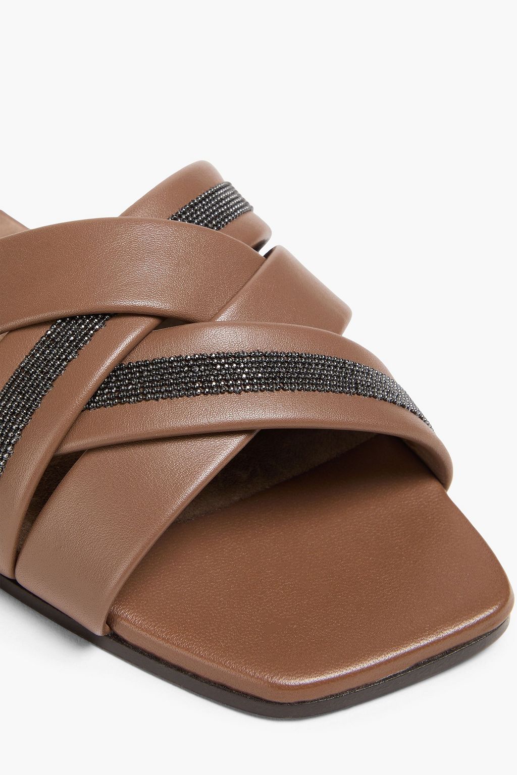 BRUNELLO CUCINELLI 비즈 장식 가죽 샌들