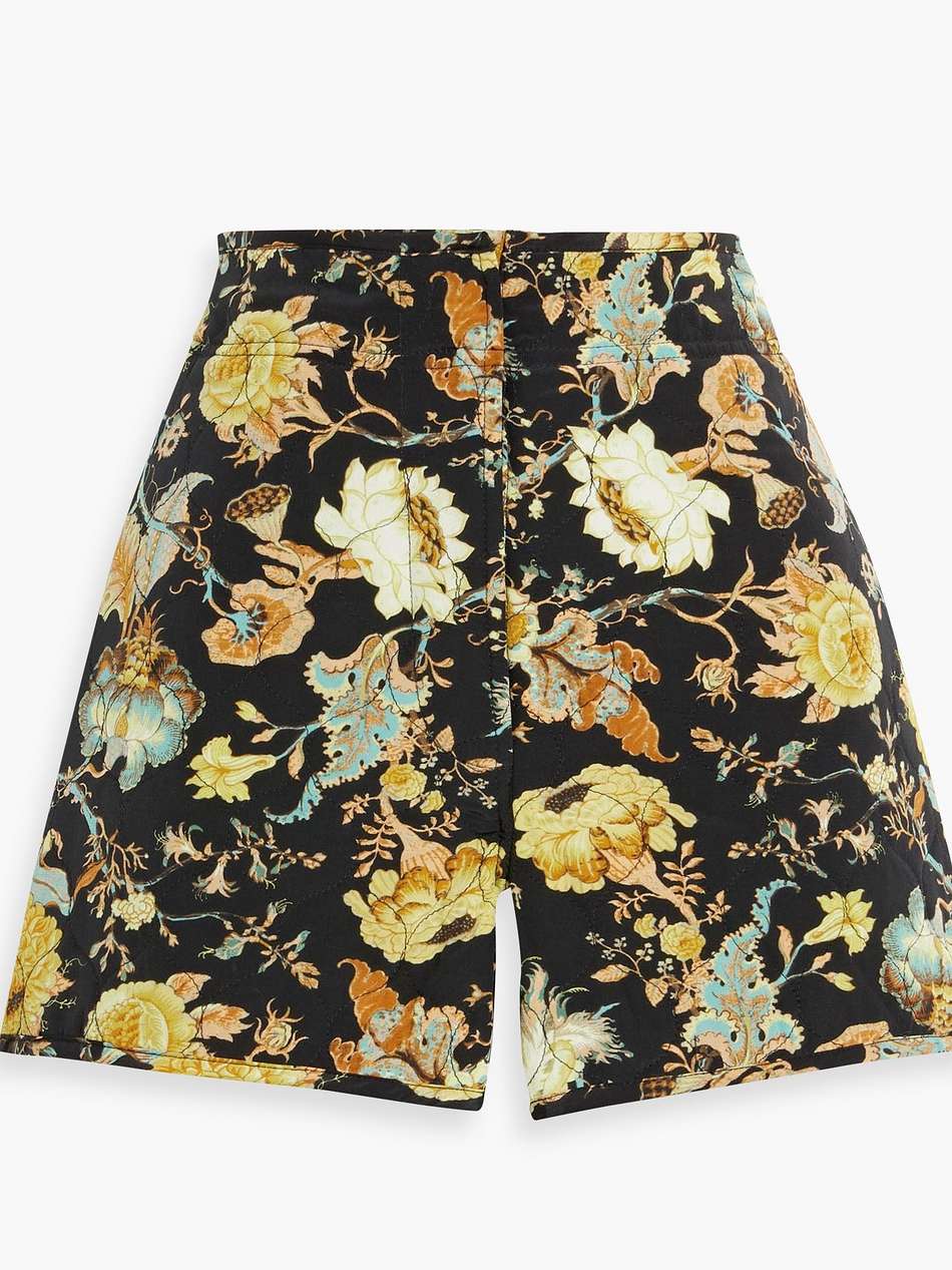 cade floral-print silk shorts
