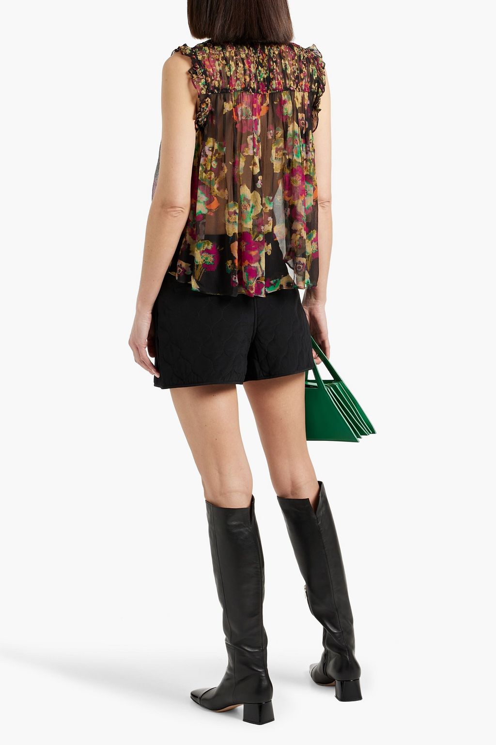 ULLA JOHNSON Georgina ruffled printed silk-georgette top