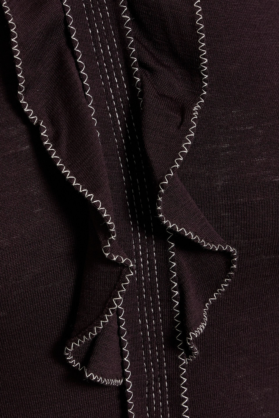 Ulla Johnson Asha Ruffled Wool Top In Burgundy