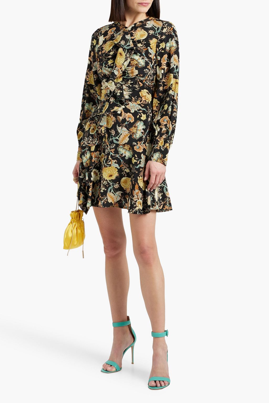 ULLA JOHNSON Salima ruffled floral-print silk-crepe mini dress